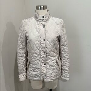 Coach Cream lightweight Jacket with Quilted Texture and Fitted Silhouette